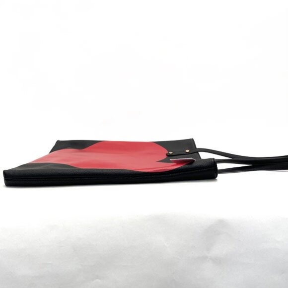 Faux Leather Big Red Heart Tote Black 14 x 16 - Picture 4 of 11